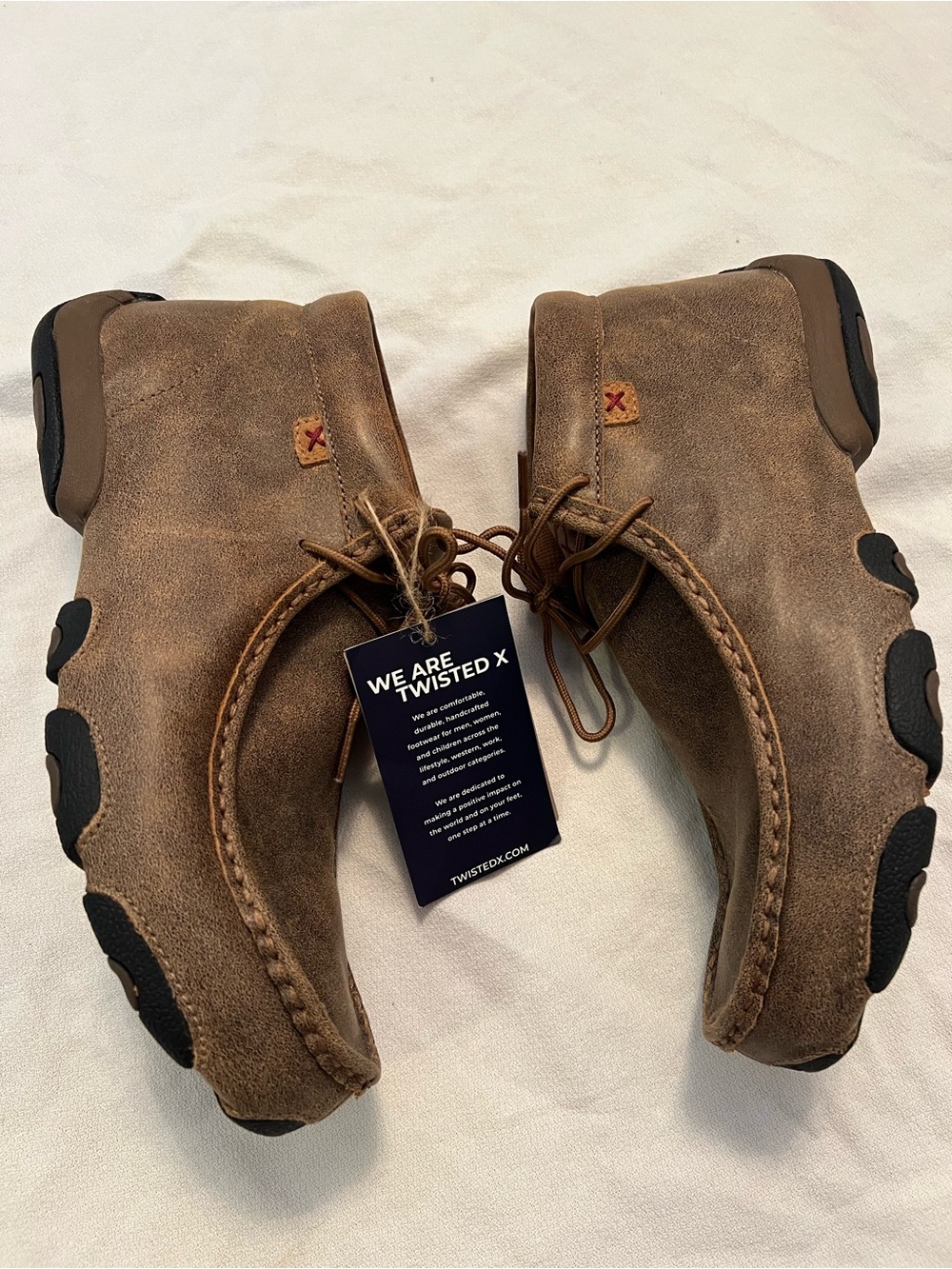 NWT Twisted X Bomber Leather Modern Cowboy Lace Up Driving Moccasins. Size 10M - Picture 9 of 16